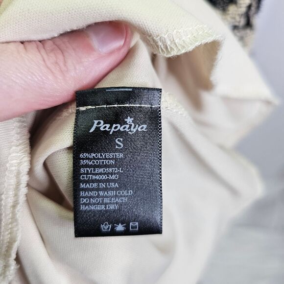 Papaya Black and Cream Lace One Shoulder Mini Bodycon Dress Size Small - Picture 7 of 8